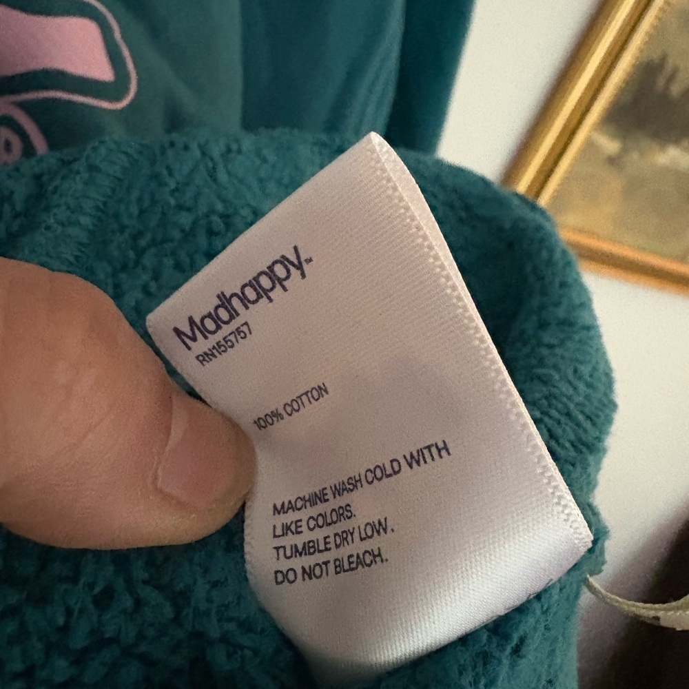 Madhappy Burst Hoodie Green Teal Fleece-Lined Lounge Chic Hoodie Womens XXL EUC - Picture 7 of 7
